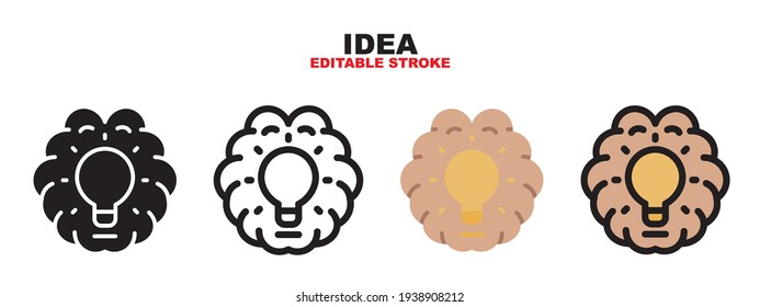 Idea icon set with different styles. Colored vector icons designed in filled, outline, flat, glyph and line colored. Editable stroke and pixel perfect. Can be used for web, mobile, ui and more.