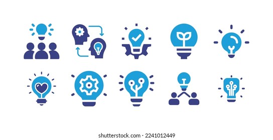 Idea icon set. Duotone color. Vector illustration. Containing idea, exchange ideas, light bulb, light, innovation, user.