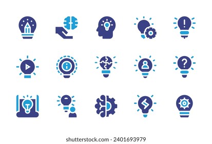 Idea icon set. Duotone color. Vector illustration. Containing solution, idea, brain.
