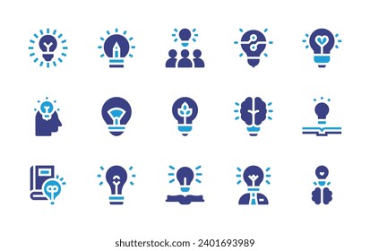 Idea icon set. Duotone color. Vector illustration. Containing idea, light bulb, creativity, intelligence.