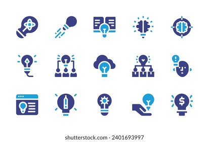Idea icon set. Duotone color. Vector illustration. Containing knowledge, idea, creative idea, good idea.