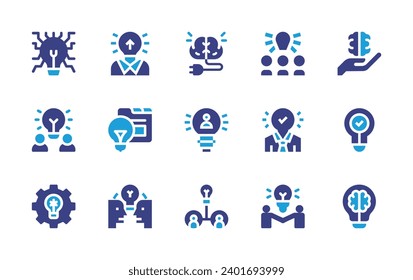 Idea icon set. Duotone color. Vector illustration. Containing creative, idea, mind, idea bulb, ideas.