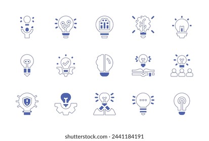 Idea icon set. Duotone style line stroke and bold. Vector illustration. Containing innovation, energy, idea, brainstorming, founder.