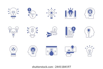 Idea icon set. Duotone style line stroke and bold. Vector illustration. Containing idea, good idea, ideas.