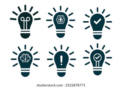 Idea icon set. light bulb vector illustration. simple design style.  Thin sign of innovation, solution, education logo. vector design template