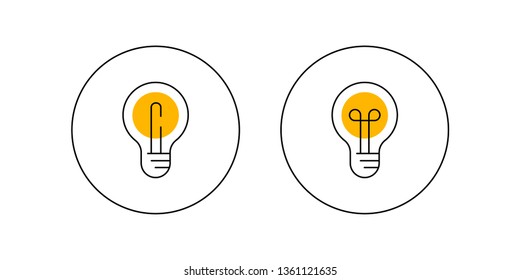 Idea icon set, lightbulb linear vector pictograms. Solution, innovation and creativity concepts.