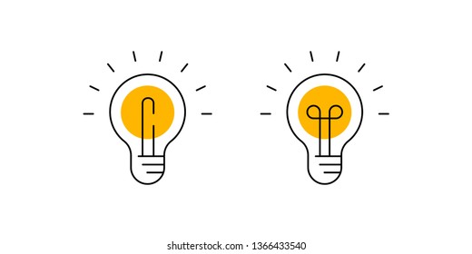 Idea icon set, lightbulb linear vector pictograms. Solution, innovation and creativity concepts.