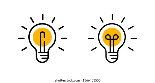 Idea icon set, lightbulb linear vector pictograms. Solution, innovation and creativity concepts.