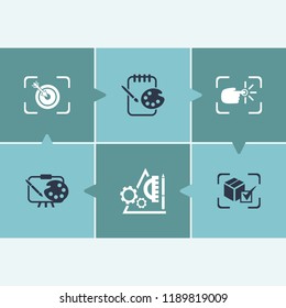 Idea icon set and prototyping with painting, precision and final product. Click related idea icon vector for web UI logo design.