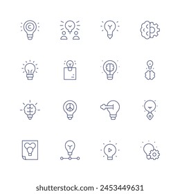 Idea icon set. Thin line icon. Editable stroke. Containing love, lightbulb, copyright, creativity, idea, strategy, pen.