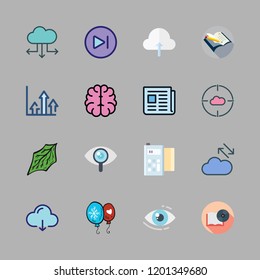 idea icon set. vector set about leaf, open book, visibility and cloud computing icons set.