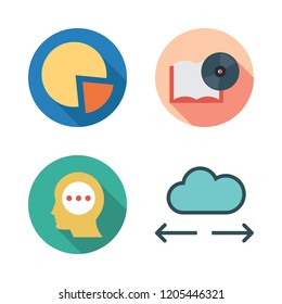 idea icon set. vector set about open book, thinking, cloud computing and pie chart icons set.