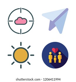 idea icon set. vector set about paper plane, cloud computing, brightness and social services icons set.