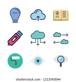 idea icon set. vector set about cloud computing, technological, visibility and open book icons set.