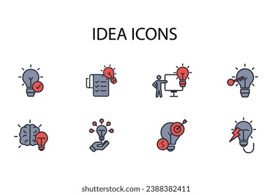 Idea icon set.vector.Editable stroke.linear style sign for use web design,logo.Symbol illustration.