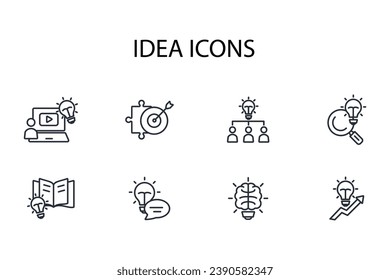 Idea icon set.vector.Editable stroke.linear style sign for use web design,logo.Symbol illustration.
