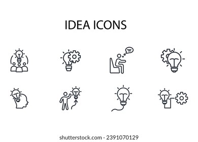 Idea icon set.vector.Editable stroke.linear style sign for use web design,logo.Symbol illustration.