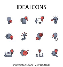 Idea icon set.vector.Editable stroke.linear style sign for use web design,logo.Symbol illustration.