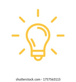 Idea icon, shinning light bulb. Electric lamp linear pictogram. Bright solution symbol. 