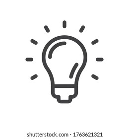 Icono de la idea, bombilla de destello. Pictograma lineal de lámpara eléctrica. Símbolo de solución brillante. 
