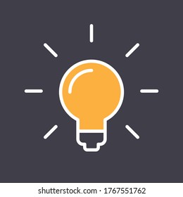 Icono de la idea, bombilla de destello. Pictograma lineal de lámpara eléctrica. Símbolo de solución brillante. 