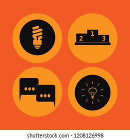 idea icon. idea vector icons set winners podium, bulb, fluorescent bulb and speech clouds
