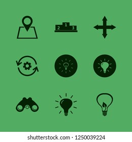 idea icon. idea vector icons set winners podium, binoculars, location and out arrows