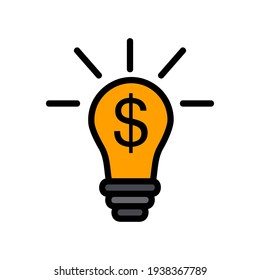 Idea icon vector illustration in filled line style about marketing and growth for any projects, use for website mobile app presentation