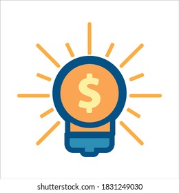 vector de icono de idea. idea con icono de dinero .concepto de vector de estilo de diseño plano