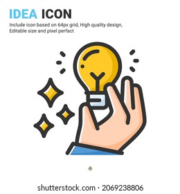 Idea icon vector with outline color style isolated on white background. Vector illustration innovation sign symbol icon concept for business, finance, industry, company, apps, web and all project