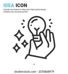 Idea icon vector with outline style isolated on white background. Vector illustration innovation sign symbol icon concept for business, finance, industry, company, apps, web and all project