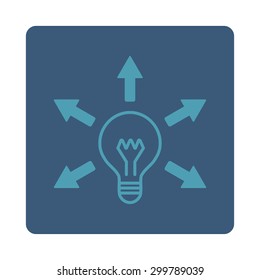 Idea icon. Vector style is cyan and blue colors, flat rounded square button on a white background.