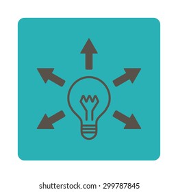 Idea icon. Vector style is grey and cyan colors, flat rounded square button on a white background.