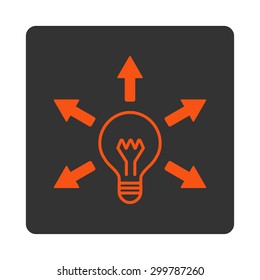 Idea icon. Vector style is orange and gray colors, flat rounded square button on a white background.