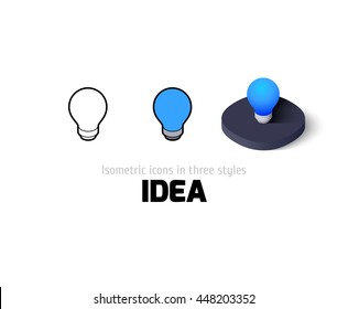 Idea icon, vector symbol in flat, outline and isometric style