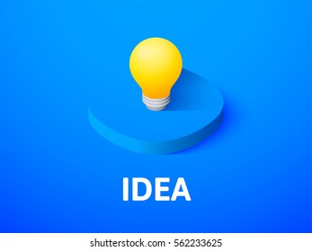 Idea icon, vector symbol in flat isometric style isolated on color background