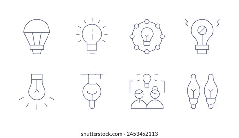 Idea icons. Editable stroke. Containing creativity, smartlighting, education, idea, lightbulb, noidea.