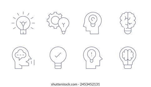 Idea icons. Editable stroke. Containing creative, thinking, bulb, idea, creativebrain.