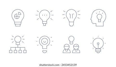 Idea icons. Editable stroke. Containing artificialintelligence, analytics, idea, creativity.