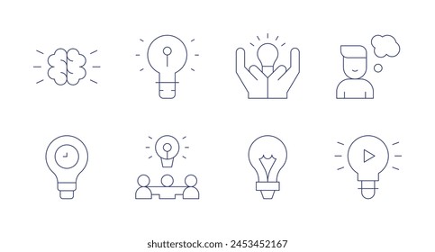 Idea icons. Editable stroke. Containing brainstorming, creativity, group, intellectualproperty, idea, thinking.