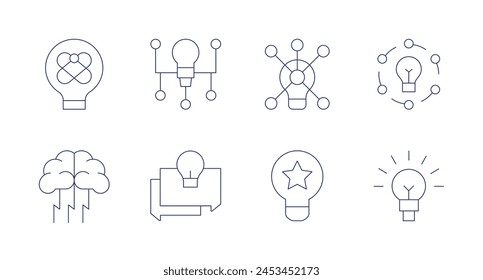 Idea icons. Editable stroke. Containing innovation, brainstorming, discussion, share, idea, ideaconcept, discover, viral.
