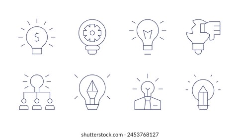 Idea icons. Editable stroke. Containing understand, money, idea, creative, badidea.