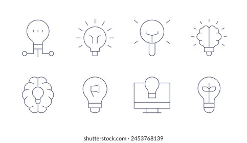 Idea icons. Editable stroke. Containing lightbulb, creativethinking, idea.