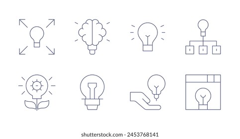 Idea icons. Editable stroke. Containing lightbulb, process, creativebrain, idea, option.