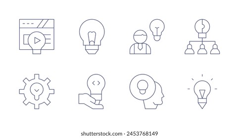 Idea icons. Editable stroke. Containing lightbulb, gear, idea, problemstatement, creativity.