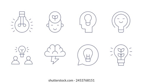 Idea icons. Editable stroke. Containing lightbulb, brainstorming, brainstorm, growth, idea, innovation.