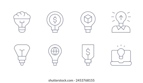 Iconos de ideas. Trazo editable. Contiene bombilla, cerebro, idea, ideas, portátil.