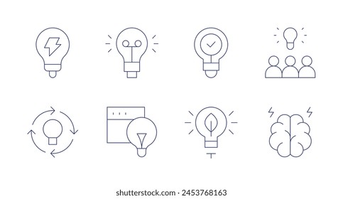 Idea icons. Editable stroke. Containing lightbulb, brainstorming, idea, brainstorm.