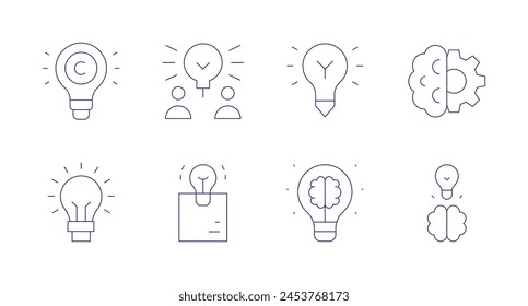 Idea icons. Editable stroke. Containing lightbulb, copyright, idea, strategy.