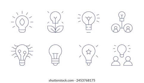 Idea icons. Editable stroke. Containing lightbulb, bio, idea.